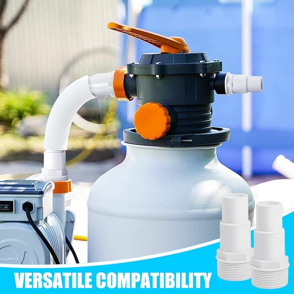 Set med 2 poolslangkopplingar - Diameter: 32/38 mm till 1,5\" - Pooladapter - Vit