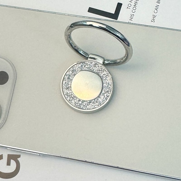(Silver) Mobilringhållare Fingerstöd Roterar 360° Grader & 180° Grader Justerbar för att Passa Dina Behov Hjälper till att Stabilisera Telefonen för Selfies Ställ