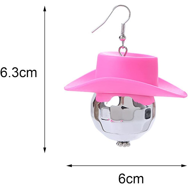 Discokula örhängen för kvinnor, Cowgirl örhängen, Mini Western Cowboy Hat Discokula örhängen, Silver D