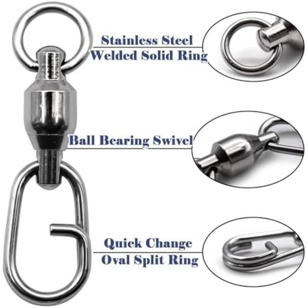 22mm Kullagersväng med Oval Split Ring - 25 st Snabbkopplingar Fiskeutrustning Saltvatten Sötvattensfiske