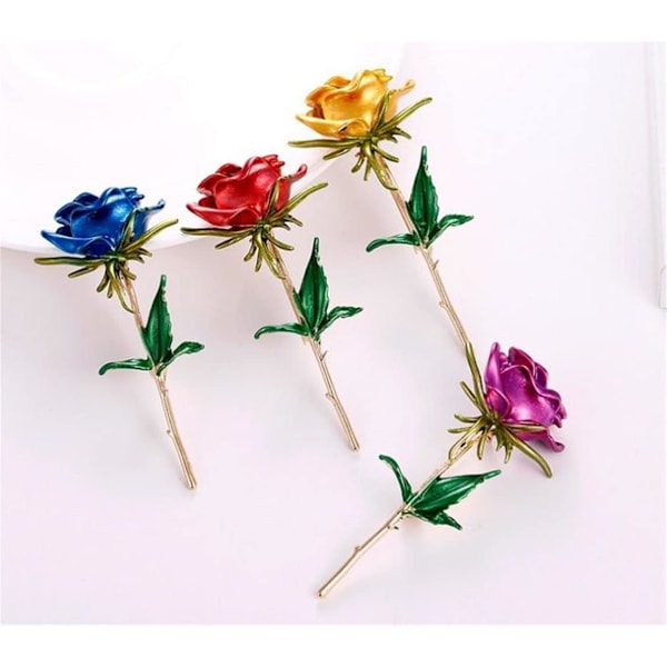 1 st Classic Emalj Rosblomm Brosch för Kvinnor Legering Rosblomm Bröllop Kontor Casual Brosch Nål Mode Lyx