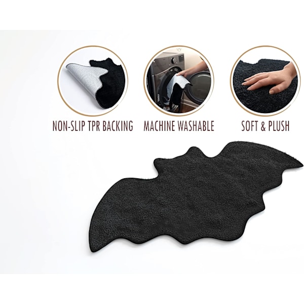 Halloween Flagermus Badeværelsesmåtte Sort Gotisk Goth Gave Værelsesdekorationer Spooky Hexe Witchy Hjem Batman Sød Måtter til Køkken