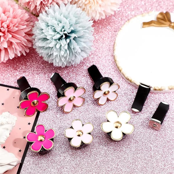 Pieces Daisy Vent Clip Bil Diffuser Vent Clip Bilfrisker Clip Bil Oliediffuser Clip til Kvinder Piger (Rød, Pink, Hvid)