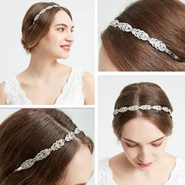 Blomsterdesign Rhinestone Kristall Bröllopspannaband Brudhuvudbonader Enkel Design Bröllopspannaband