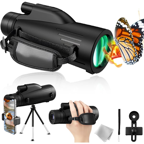 12x50 Kraftig Monokulær Teleskop, Voksen Vandreture Spotting Scope Monokulær, HD Vandtæt Bak4 Prisme