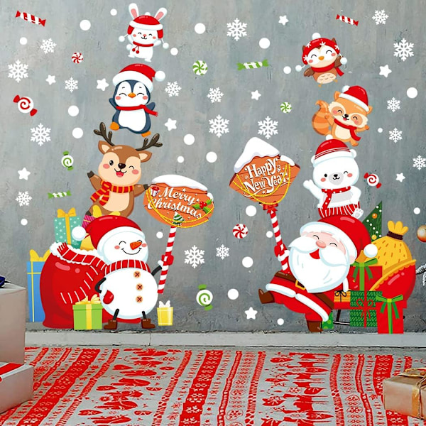 Julklappsväggsdekaler, Jultomte Julklappsväggsdekaler Avtagbara, Julsnögubbe Julvinylväggsdekal, Jul