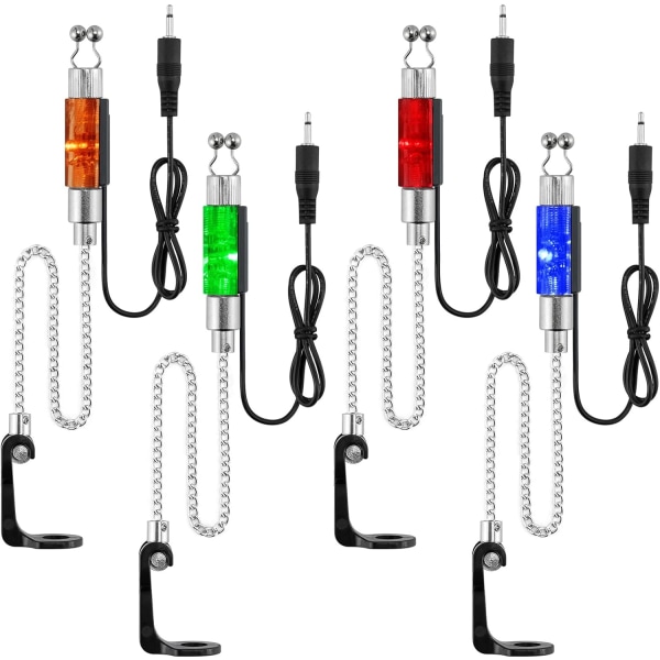 Bite Indicator Set 4 Bobbins Carp Fishing Portable LED Illuminated Bite Alarms with 2.5mm