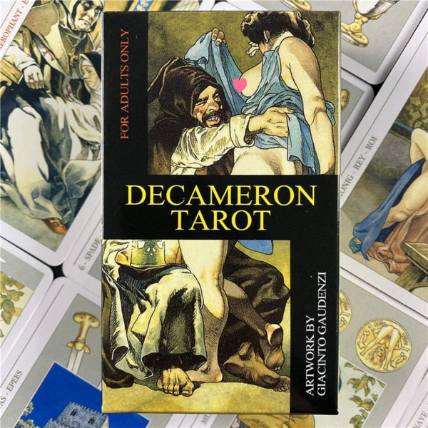 Decameron Tarot -kortit, uusi painos - 78 värikästä tarot-korttia ilmaisella pöytäliinalla ja tarot-pussilla, F