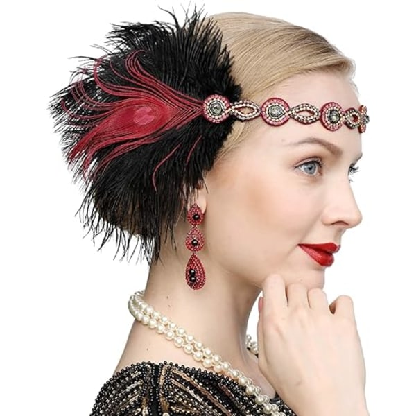 1920-luvun Gatsby-tyyliin sulkainen pääpanta, asusteet, roaring generat
