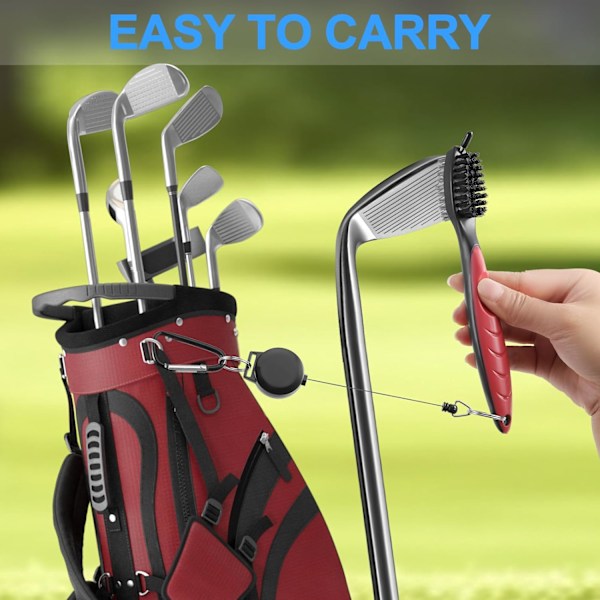 19 cm 2 kpl Golfmailan harja Ammattimainen golfmailan puhdistaja sisäänvedettävällä vetoketjulla ja golfmailan puhdistusharjan kahvalla Mukava ote Golf-urat