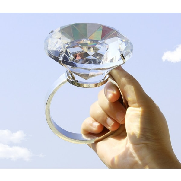 1 Stk stor diamantring falsk diamantring krystal indretning gavering forslag ring bryllup 6cm