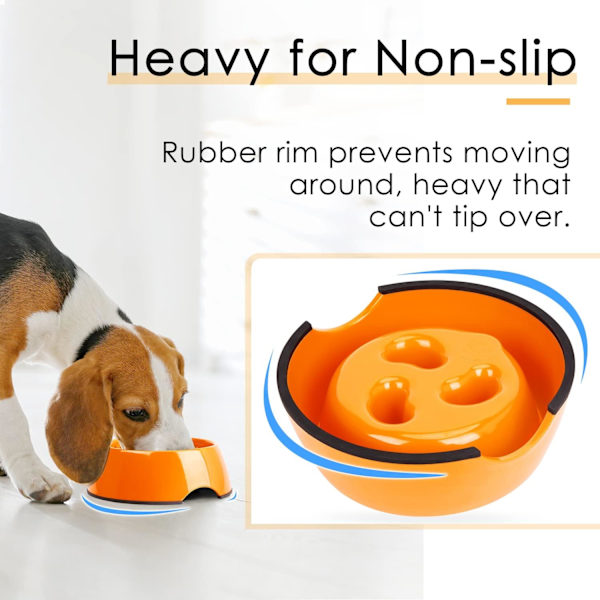 Oransje-Anti Glutton Bowl for Dog Cat, Non-Slip Feeding Bowl tha
