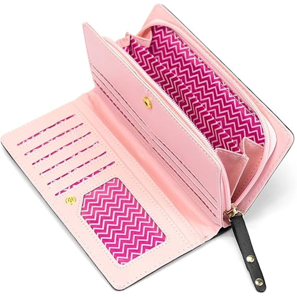 Mini Falskt Läder Bifold Söt 3 Katter Blixtlås Clutch Väska Underbar Lång Söt Katt Plånbok Handväska för Black