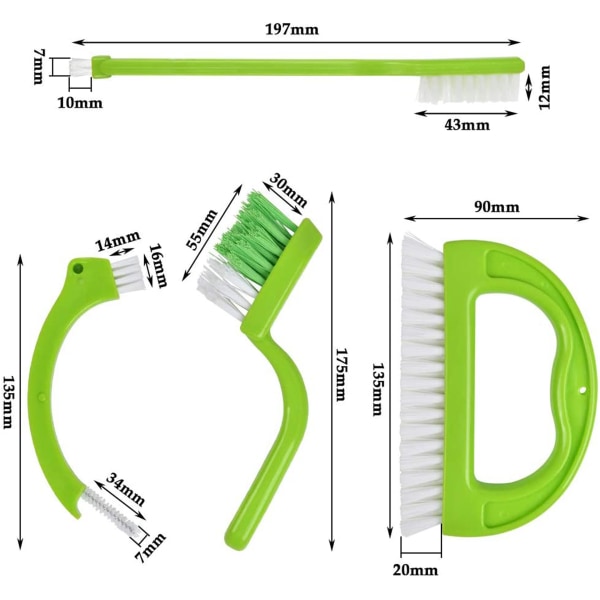 4-pack kakelfogsborste-set för fönsterfogrengöring i badrum