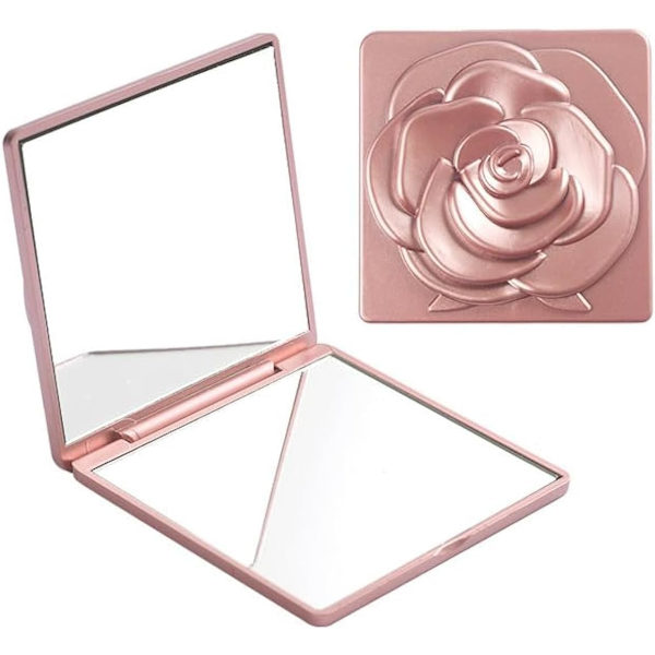 Kompakt og bærbart spejl, pink foldbart makeupspejl
