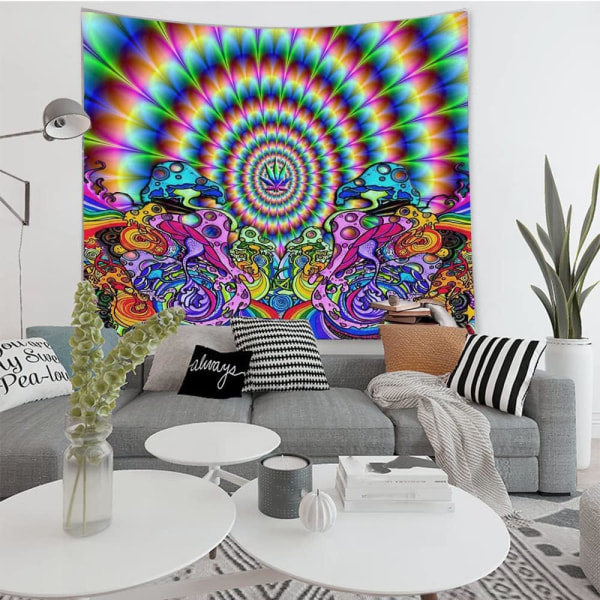 (150 x 200 cm, Hippie 5) Mandala Veggteppe, Psykedelisk Hengeteppe