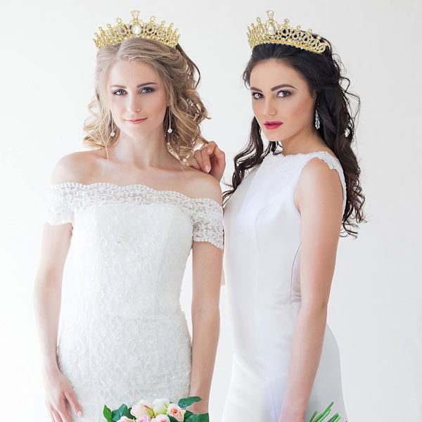Kroner til Kvinder, Guld Prinsessekrone, Krystal Krone til Brude, Bryllup, Skønhedskonkurrence, Fødselsdag, Fest