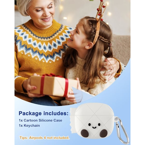 Skal för Airpods 4:e generationen 2024, Sött Tecknat Kawaii - med Nyckelring Rolig Design Skyddsskal för Tjejer Tonåringar Kvinnor Fodral för Air Pods 4:e, Papper