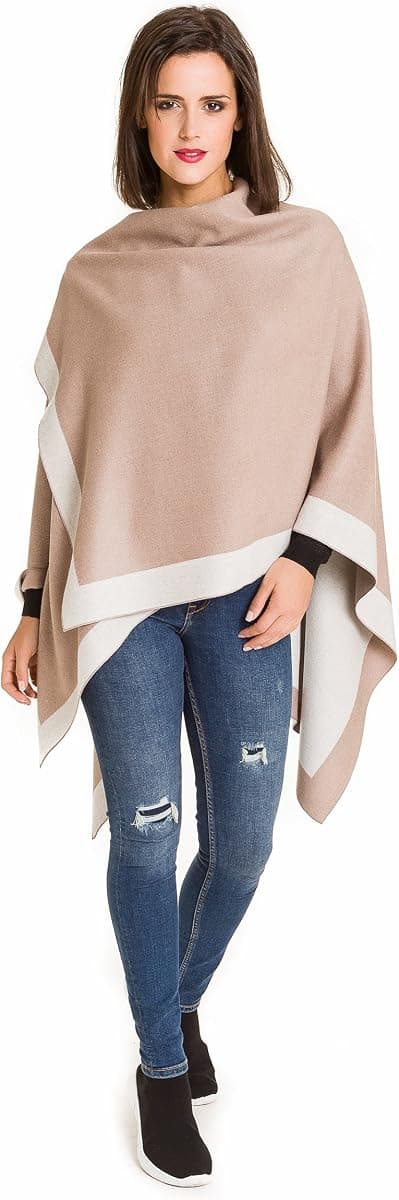 Dam Sjal Poncho Cape Kofta Tröja Öppen Framtill för Höst Vinter.