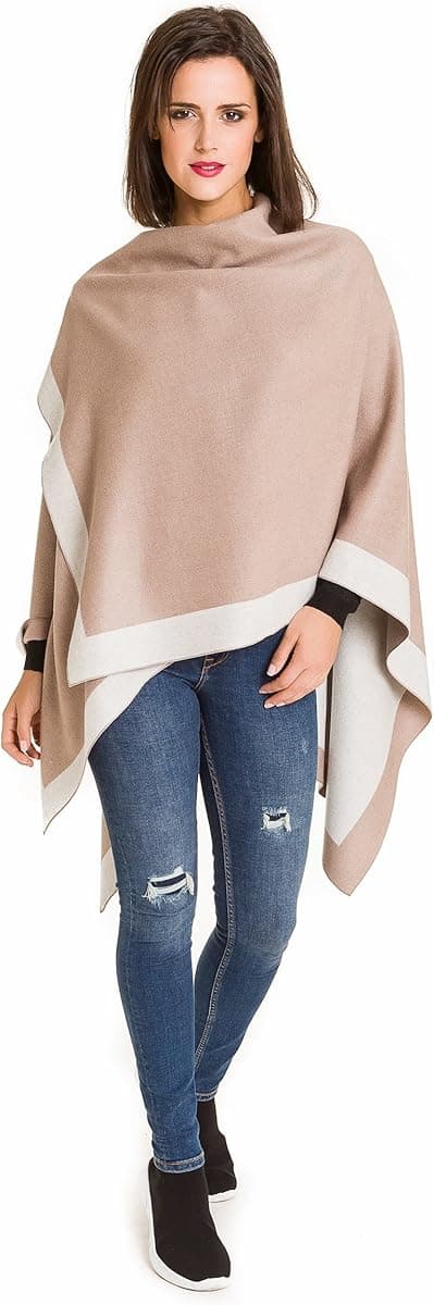 Dame Sjal Wrap Poncho Cape Cardigan Sweater Åben Front til Efterår Vinter.