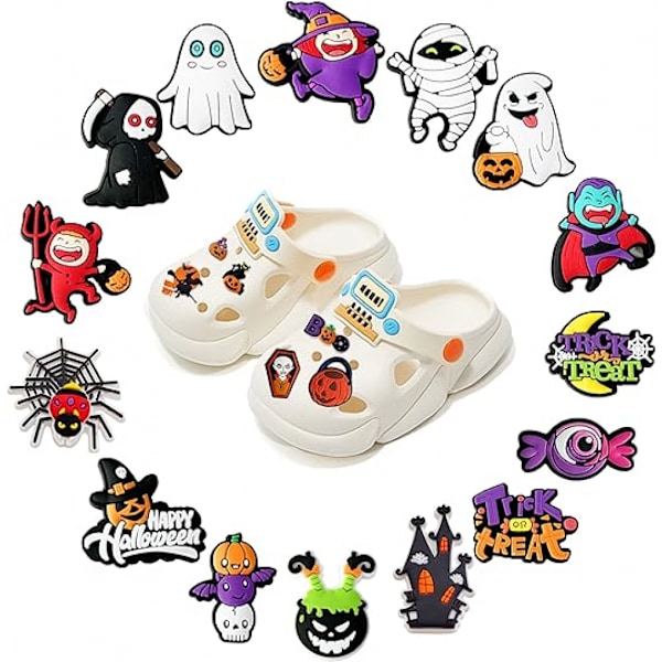 21 stk Halloween-tema Tegnefilm Crocs Spænder, Frygt Sko Dekoration til Kvinder Mænd