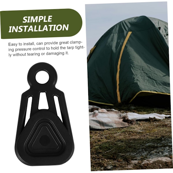 10 st Skivspänne Tält Presenningsklämmor Fästklammer Markisklämma Presenningsklämma Vindtät Klämma för Tält Camping Presenning Svart Plast