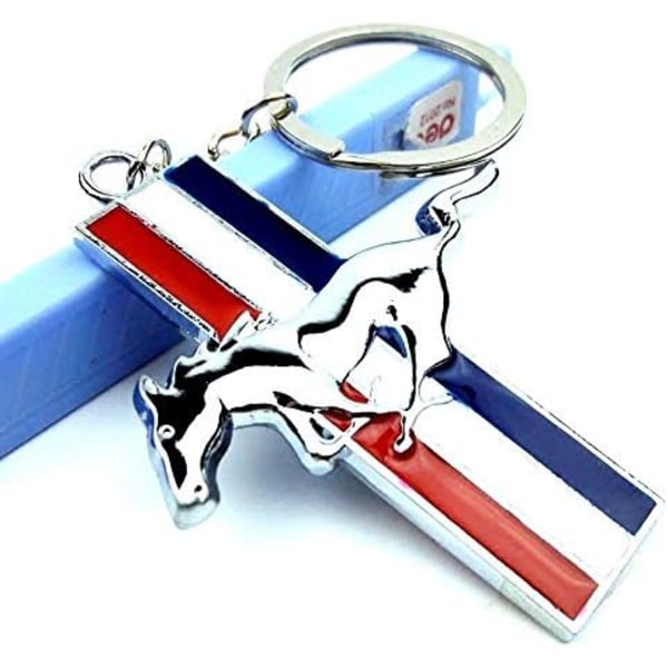 Mustang Tricolor Logo Nøglering Modificeret Bil Custom Spænde D