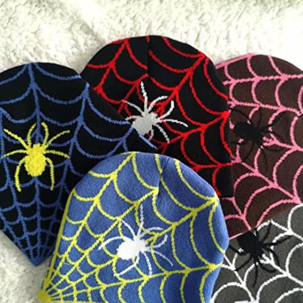 Hatt med edderkoppmønster i ull og akryl, strikket lue for kvinner, vintervarm beanie, casual skullies for menn, utendørs...