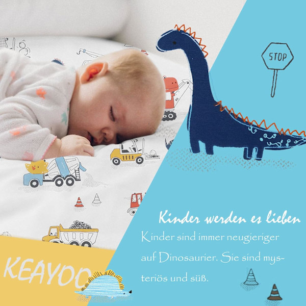 Bomullsängset Baby sängkläder (Påslakan 120x150cm) (Dinosaurie)