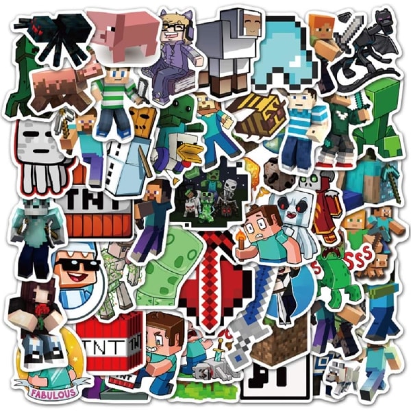 50 stk. Minecraf-t klistermærker vandtætte vinylklistermærker til bærbar computer, kofanger, vandflasker, computer, Ph