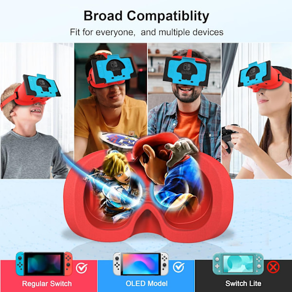 Switch 3D VR-glasögon för Nintendo Switch/Switch OLED, med justerbar HD-lins Orange and Blue