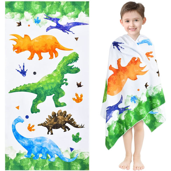 76 x 150 cm Camping Handdukar (Vit, Dinosaurie C)