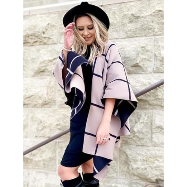 Dame Shawl Wrap Poncho Ruana Cape Åben Front Cardigan Shawls til Efterår Vinter