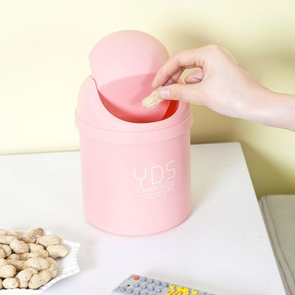 20 stk 13 cm Kreative Mini Skrivebords Søppelbøtte med Roterende Lopp, Liten Sikker Søppelbøtte, Plast Søppelbøtte, Egnet for