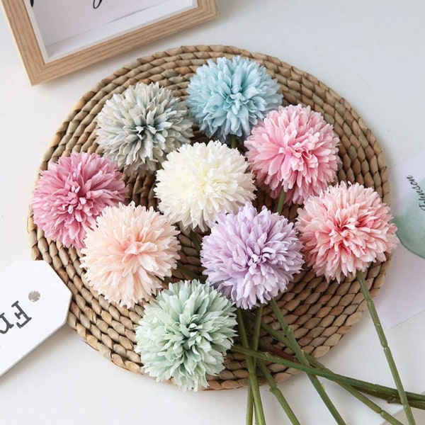 10 stk. kunstige blomster Chrysanthemum kugle blomsterbuket P