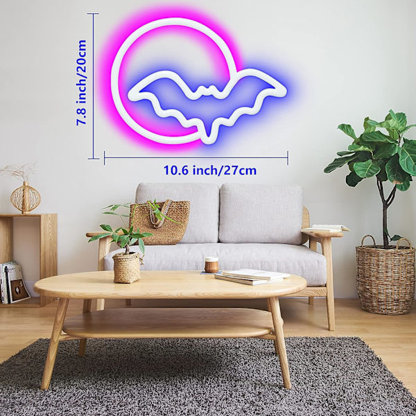 Neon-kyltit, Kuu ja Lepakko LED-neon-kyltit, Seinäneon-kyltit USB/paristokäyttöiset LED-neon-kyltit seinälle