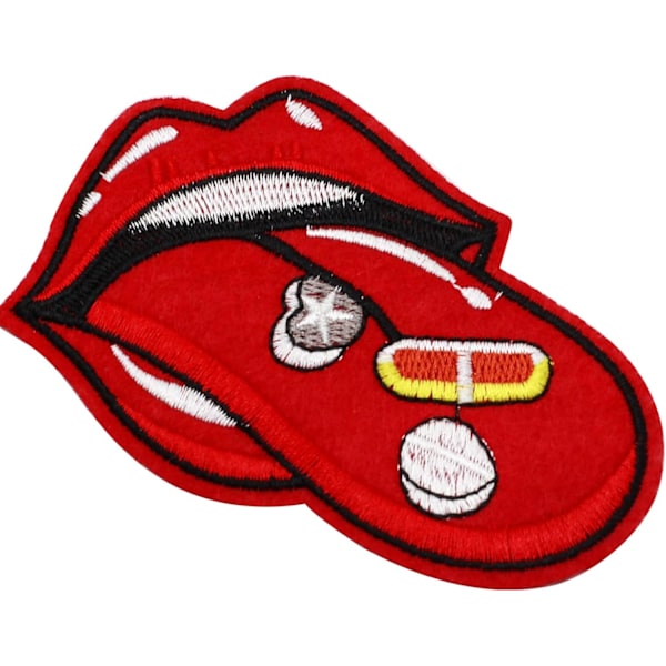 Sød Tunge Lap, Stor Tunge Broderet Lap Stryges På Syes På Badge Lap DIY Tilbehør, Perfekt til Jakker, Tøj,