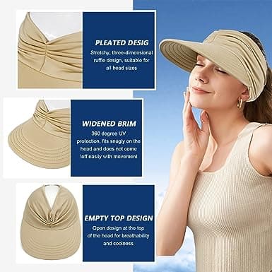 Dame Visor Cap, Bredskygget Udendørs Solhat, Sammenfoldelig og Hurtig
