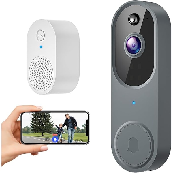 1080p Trådløs Video Dørklokke Kamera, Indendørs/Udendørs Overvågning, Cloud Lagring, Klokke Inkluderet, AI Menneskelig Detektion, 2.4GHz Wi-Fi, Tovejs Samtale, Nat