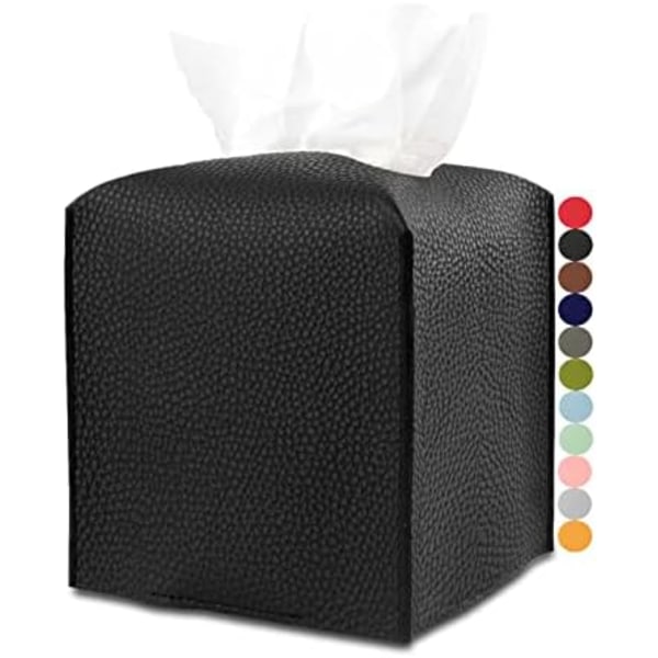 Minimalist style, PU leather,Leather Tissue Box Cover Square – Tissue Holder with Bottom Belt Aesthetic PU Leather Tissu