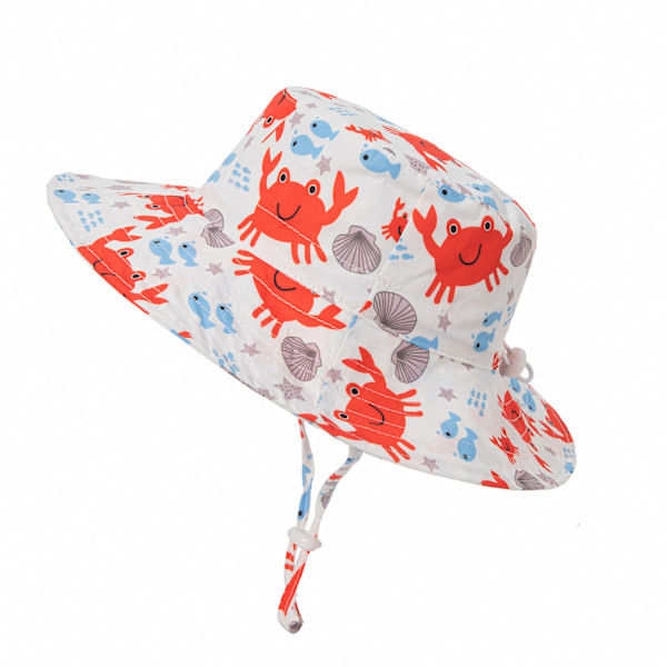 1 st, hattens omkrets, UPF50+ bredbrättad barns solhatt pojke flicka sol crab 46-50cm