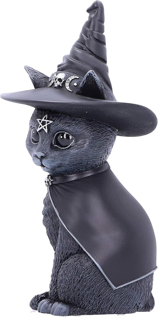 Okkult kattefigur heksehat sort 10,5 cm