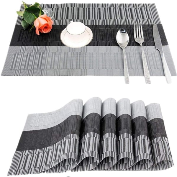 Silvergrå - Halkfria PVC bordstabletter Tvättbara bordstabletter (45x30cm)