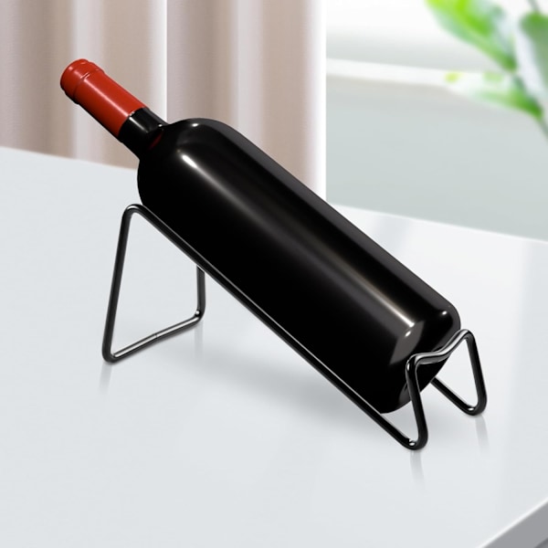 2 stk. Vinflaskeholder, Metal Lille Vinstativ, Bordplads Vinflaskeopbevaring Stativ til Skab, Pantry, Bar, Sort