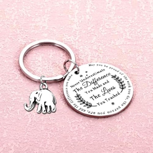 3cm 2-pack Uppskattningsgåvor Inspirerande Elefant Nyckelringar Tack Nyckelring för Kvinnor Lärare Volontär Anställd Gåvor