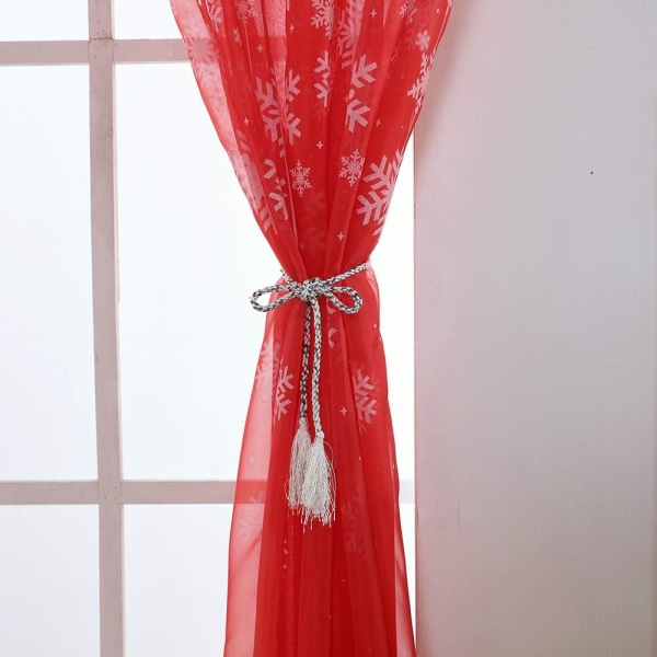 100 x 270 cm (Rot) 2 kpl Weihnachten Schneeflocke Vorhang Tüll Fen