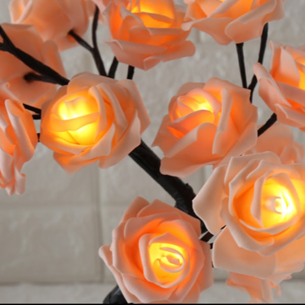 (Hvid) LED træ lys rose blomst lille træ lampe Styling lampe t