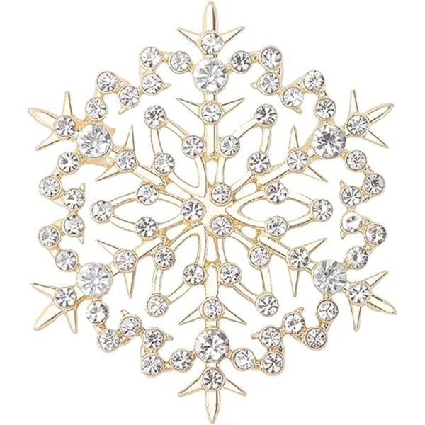 Snöflinga Broschnålar för Kvinnor, Vintage Rhinestone Vinterblomma Slagstift Kristall Julbrosch Märkesnålar Klädklänning Tillbehör Smycken för Ch