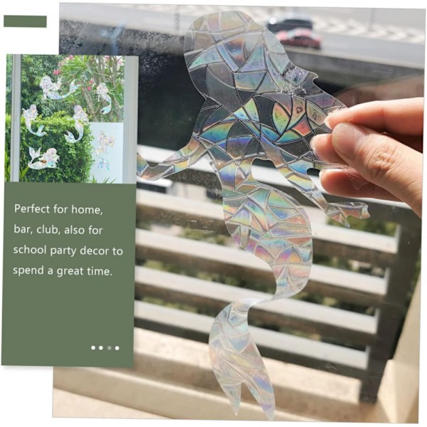 6 stk. Havfrue Vindue Sticker Vindue Privatlivsfilm Havfrue Dekaler 3D PVC Vægklistermærker