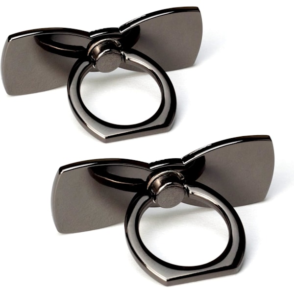 (Sort)[2 Pak] Glitrende Butterfly Ultratynd Mobiltelefon Ringholder Stand, 360 Graders Rotation og 180 Graders Justerbar Fingerring Støttefod med Poli